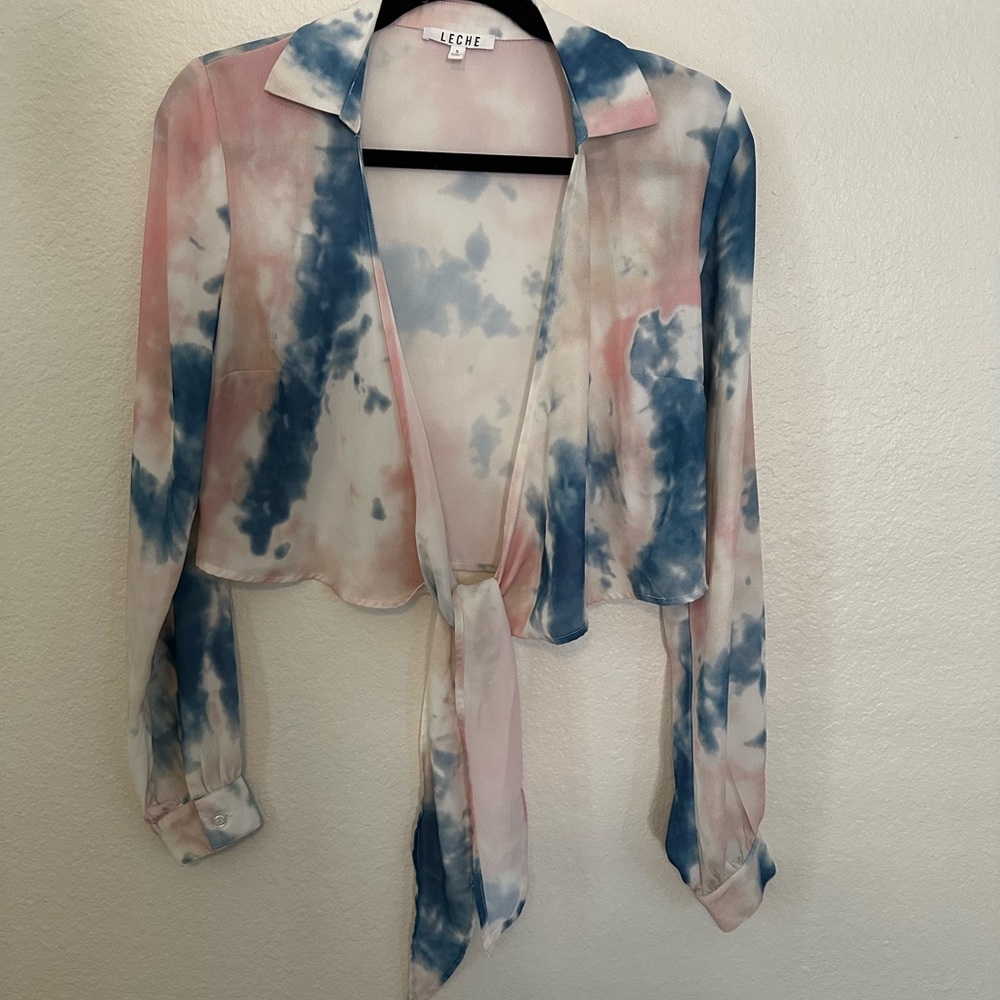 Tie-Dye Women's Top - Pink and Blue